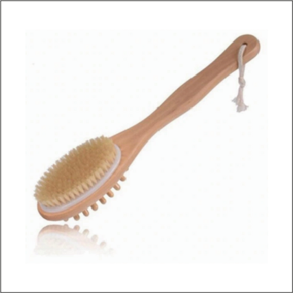 Natural Boar Bristle Bath Brush — Long Handle, Body Massage, Plastic-Free Exfoliator