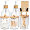 Bamboo Bathroom Accessory Set — 5-Piece Boho Organizer, Soap Dispenser, Toothbrush Holder