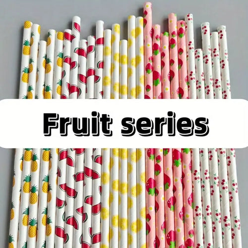 Eco-Friendly Fruit Series Paper Straws (25/100 Packs)