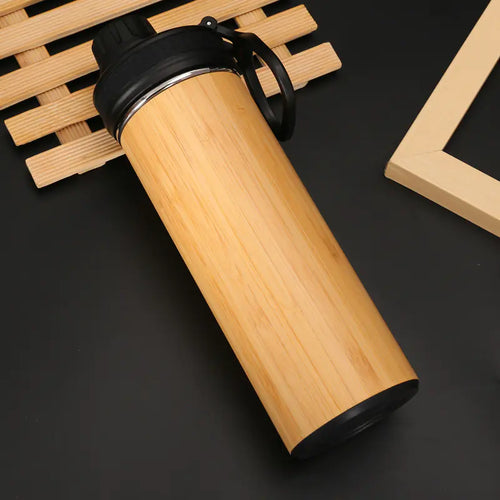 Creative Bamboo Space Flask — Outdoor Sports Vacuum Water Bottle